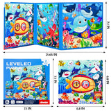 Magnetic Puzzles for Kids Ages 3-5, 3 in 1 Ocean World Toddlers Magnet Jigsaw Puzzle Book, Kids Travel Puzzles Toys, Preschool Learning Toy for Kids 3-8 Year (Ocean World) EREBADI