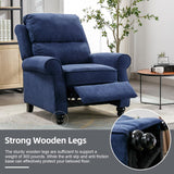 IOMOR Push Back Recliner Chair, Fabric Armchair Overstuffed Pushback Recliner, Heavy Duty Single Sofa Chair with Padded Seat Solid Wood Legs for Living Room (Blue) IOMOR