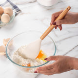 Country Kitchen Non Stick Silicone Utensil Set with Rounded Wood Handles for Cooking and Baking, 14 Piece Set, Khaki Country Kitchen