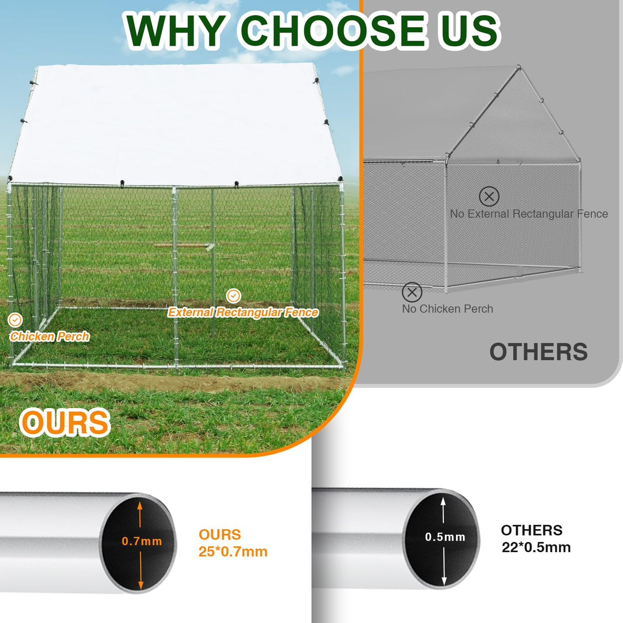Large Metal Chicken Coop Heavy Duty Chicken Pens Outdoor with Top Walk in Poultry Cage Chicken Run Dog Kennel with Water Resident and Anti-UV Cover for Yard with Cover Duck Rabbit Cage wonline