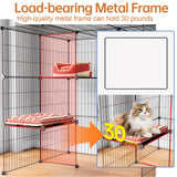 Oneluck 3-Tier Cat Cages Indoor Enclosure DIY Cat Playpen Catio Detachable Metal Wire Kennels Cats Crate Large Extra Exercise Place Ideal for 1 Cat,35.4 Inches Oneluck