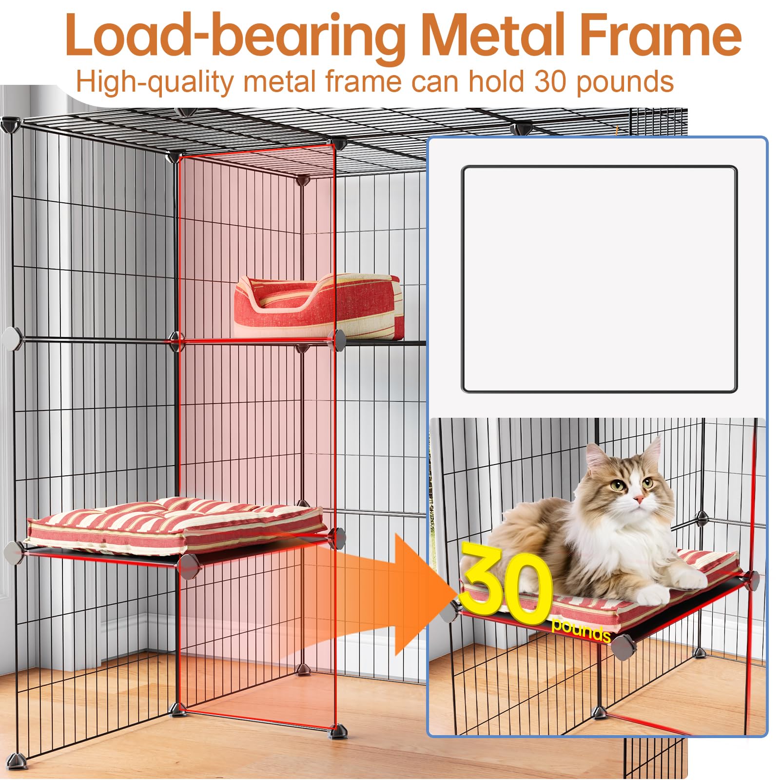 Oneluck 3-Tier Cat Cages Indoor Enclosure DIY Cat Playpen Catio Detachable Metal Wire Kennels Cats Crate Large Extra Exercise Place Ideal for 1 Cat,35.4 Inches - WoodArtSupply