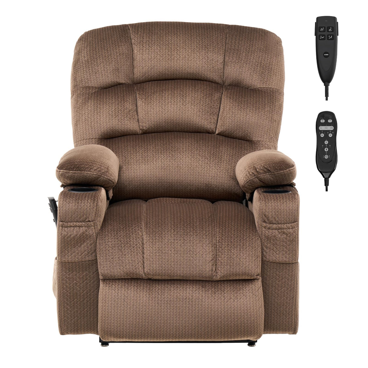 VEVOR Power Lift Recliner Chair, Dual Motor Lift Chair with Heat and Massage for Elderly, 2 Cup Holders and USB Port Infinite Position Adjustment Electric Recliner (Large, Brown) VEVOR