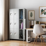 GangMei Metal Storage Lockers, 9 Door Metal Locker, Storage Locker for Employees School Hospital Garage Gym Home Office with Hooks Assembly Required (Light Grey) GangMei