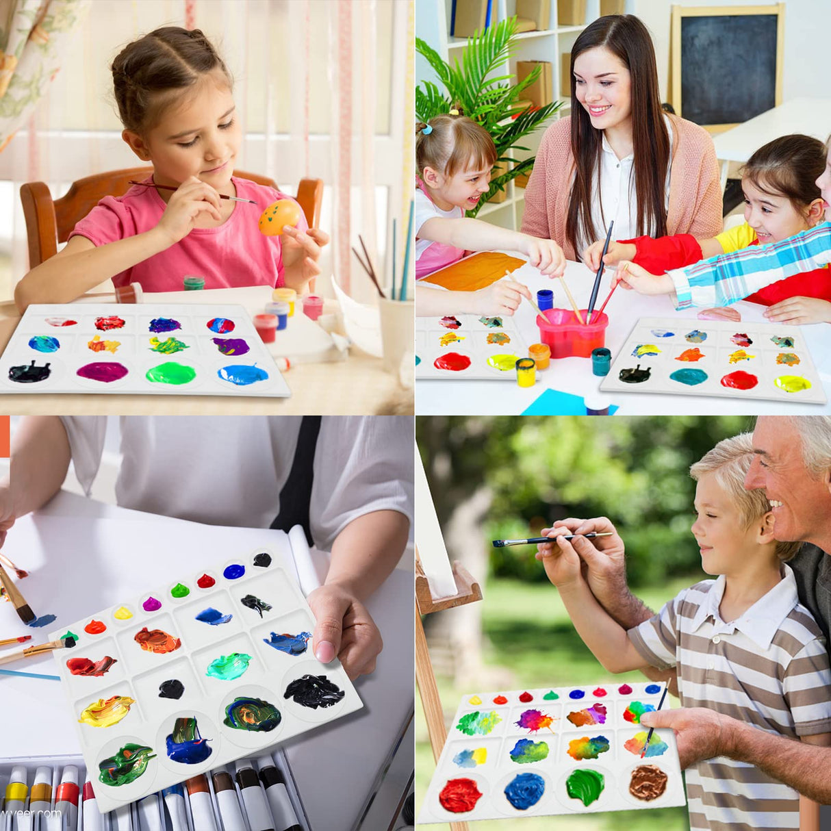 Sweaty Pony 20 Well Watercolor Paint Tray Palette Pallet Acrylic Painting Mixing Plastic Artist Large Square Palette, 13 x 10 Inches, White, 1PCS Sweaty Pony