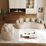 68.5" Loveseat Sofa for Living Room, Modern Luxury Plush Chenille Extra Deep Seat Curved Cloud Floor Couch with 3 Throw Pillows for Small Spaces, No Assembly Needed, Light Brown DAMAIFROM