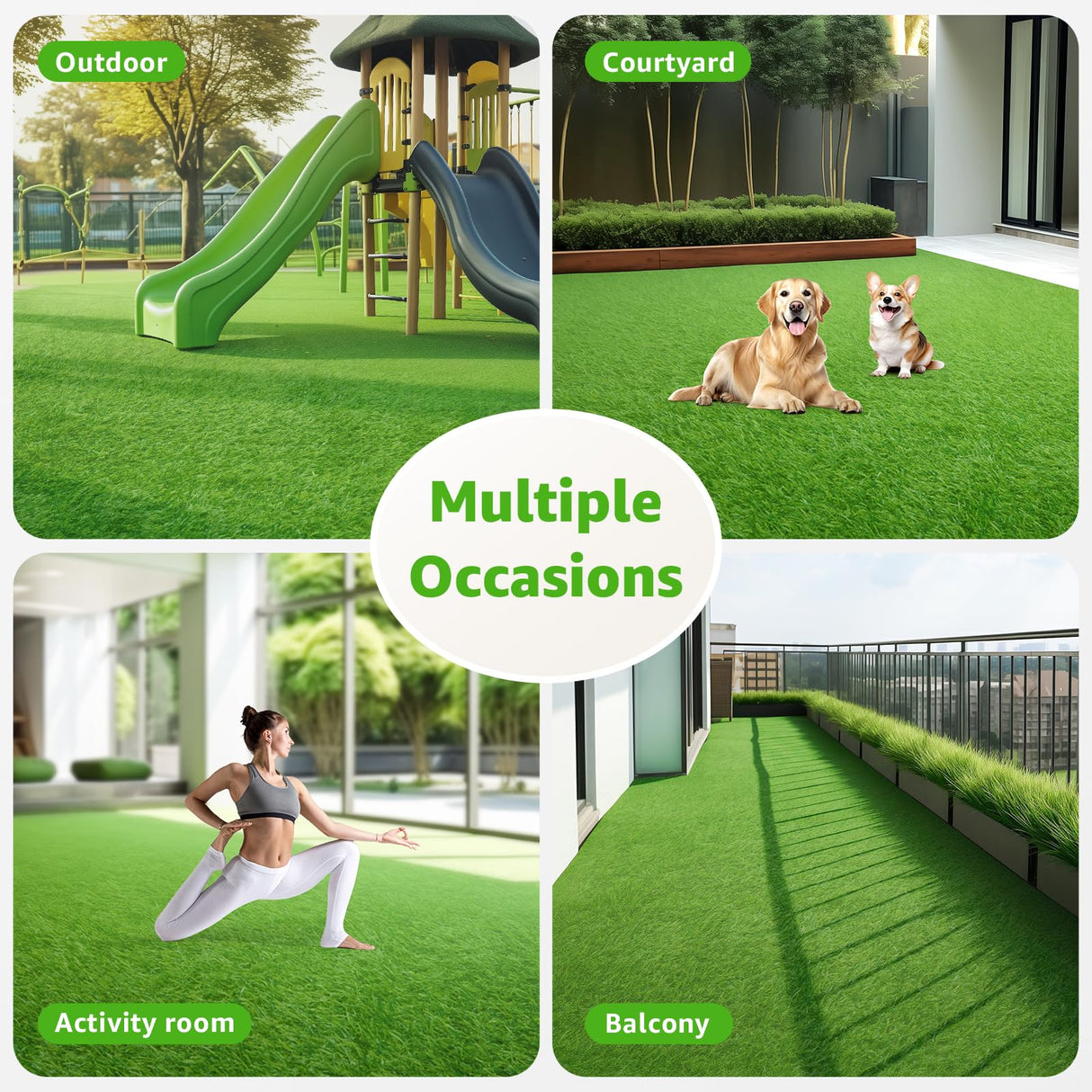 Oiyeefo Artificial Turf Grass Outdoor - Fake Grass Rug with Drainage Holes for Patio,Balcony,Squares,Garden-Dogs Grass Pee Mat(4FT x 6FT) Oiyeefo