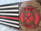 Thin Red Line Fire Fighters Flag, Custom Carved Wooden Sign, Personalized Fireman Sign, FLAG105 Southern Made Signs