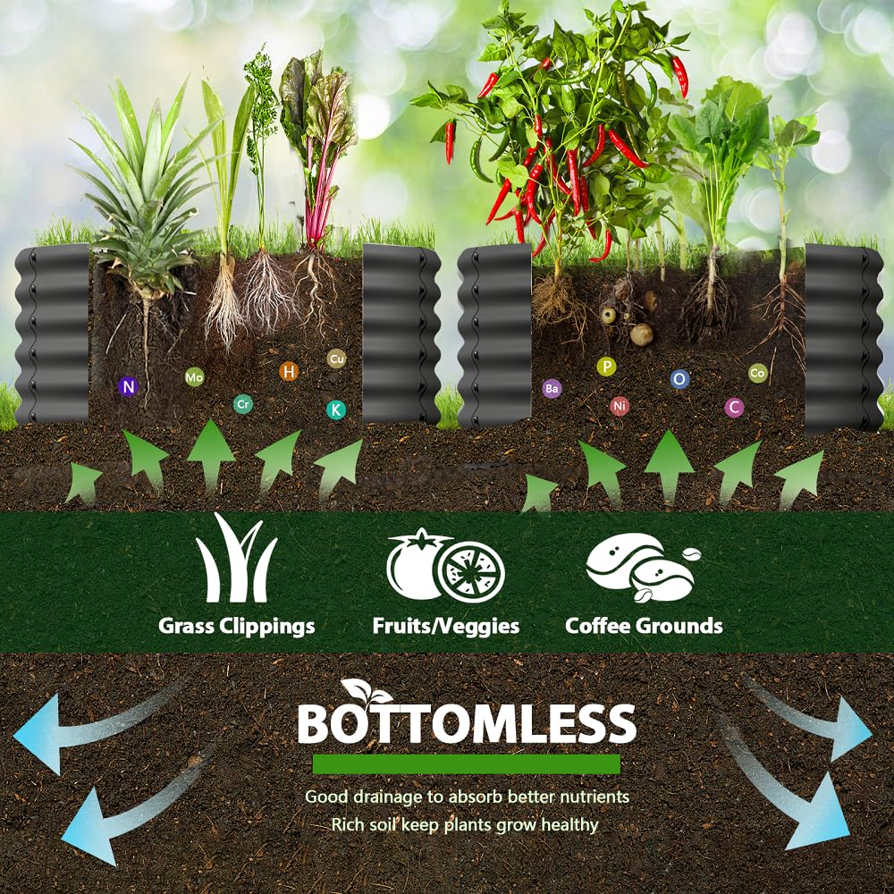 A ANLEOLIFE 2-Pack 4ft x 18” Tall Galvanized Raised Garden Beds Outdoor, Round Metal Planter Box for Planting Vegetables Flowers Herb, Anti-Rust & Easy-Setup, Quartz Grey A ANLEOLIFE