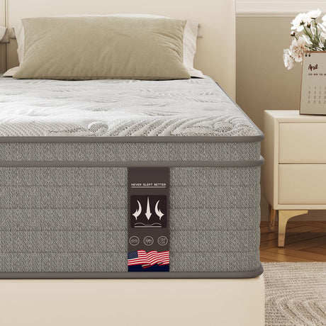 KOW Full Mattress, 14 Inch Individual Pocket Springs with Gel Memory Foam, Medium Firm Mattresses in a Box, Hybrid Full Size Mattress with Pressure Relief (14 in, Full) KOW