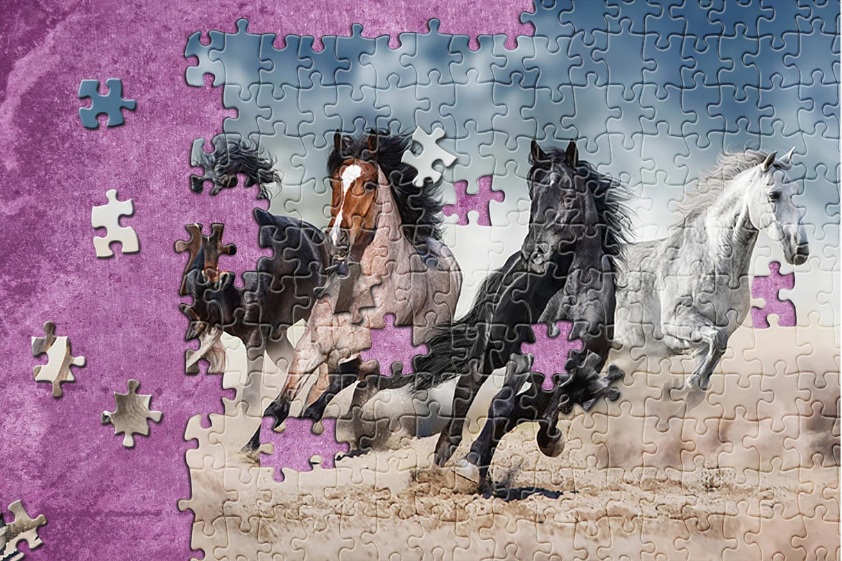 AMAZING PUZZLES 1000 Piece Jigsaw Puzzle for Kids and Adults 19x27in - Wild Horses AMAZING PUZZLES