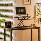 FLEXISPOT 32-inch Height Adjustable Standing Desk Converter, Quick Sit to Stand Tabletop Dual Monitor and Laptop Workstation with Wide Keyboard Tray, Black FLEXISPOT