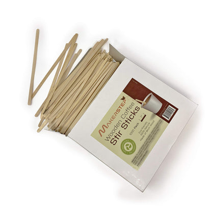 Makerstep 1000 Birch Wood Coffee Stirrers, 7 Inch Coffee Stir Sticks, Eco-friendly, Sturdy Wooden Sticks. Splinter Free, Round End. For Tea, Beverage, and Popsicle. - WoodArtSupply