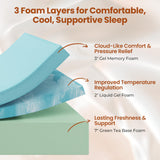 Yaheetech 12 Inch Queen Mattress 3 Foam Layer Cooling Gel Memory Foam Mattresses, Green Tea for Fresher Sleep, Medium Firm, CertiPUR-US Certified, No Fiberglass, Queen Size Mattress in a Box Yaheetech