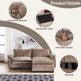 Karl home 87" Sectional Couch 2-Seat Deep Sofa Couch with Ottoman Modern L Shape Sectional Sofa Chenille Upholstered for Living Room, Apartment, Studio, Office, Light Brown Karl home