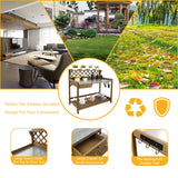 Ketive Garden Potting Bench with Metal Tabletop,Outdoor Potting Table Workstation Benches with Drawer/Storage Shelf，Fir Wood Potting Station Work Table with Open Shelf,Lattice Back(Grey) ketive
