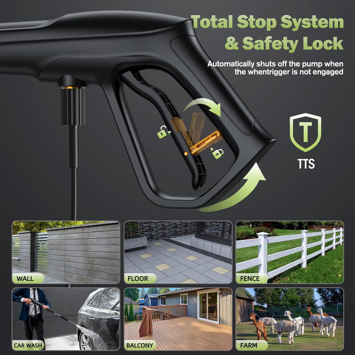 Electric Pressure Washer, 2600PSI Max 2.0 GPM Power Washer with 4 Nozzles, Foam Cannon & Spray Gun, IPX5 High Pressure Washer with 23FT Hose & 16.5FT Power Cord, for Floor/Cars/Fences/Patios Munoje