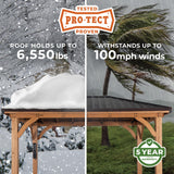 Backyard Discovery Barrington 12 ft. x 10 ft. Hip Roof Cedar Wood Gazebo Pavilion, Shade, Rain, Hard Top Steel Metal Roof, All Weather Protected, Wind Resistant up to 100 mph, Holds up to 6450 lbs Backyard Discovery