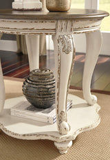 Signature Design by Ashley Realyn French Country Two Tone Round End Table, Chipped White Signature Design by Ashley