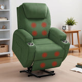 Flamaker Power Lift Recliner Chair Electric Lift Recliner for Elderly Power Lift Recliner Chair with Cup Holders Side Pockets for Living Room (Corduroy, Green) Flamaker