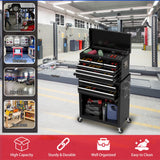 8 Drawers Rolling Tool Chest with Drawers, High Capacity Toolbox on Wheels, Lockable Drawers Tool Box Organization and Storage, Tool Cabinets on Wheels for Garage and Repair Shop(Black) Cobinery