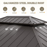 UDPATIO 12' x 16' Hardtop Gazebo, Galvanized Steel Double Roof Permanent Aluminum Gazebo, Outdoor Metal Pergolas with Mosquito Netting and Curtains for Garden, Parties, Patio, Deck, Lawns, Grey UDPATIO