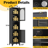 SteeLoong 75" Tall Bathroom Storage Cabinets，Black Narrow Bathroom Cabinet Freestanding with 2 Doors and Adjustable Shelves，Metal Narrow Pantry Cabinet for Kitchen,Living Room, Entryway SteeLoong