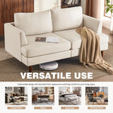 Furnimart Loveseat Sofa 66" W, Deep Seat Sofa for Living Room, 2-Seat Mid Century Couch, Comfy Cloud Couch with Removable Upholstered Cushion Cover, Modern Sofa for Office, Apartment, Bedroom, Beige Furnimart