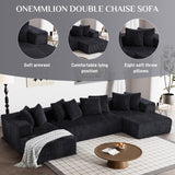 ONEMMLION 131" Modular Sectional Couch, Luxury Black Sectional Couches for Living Room, Comfy Corduroy Couch Sectional Sofa with Chaise Lounge, Free Combination Sleeper Sofa with Memory Foam, Black ONEMMLION