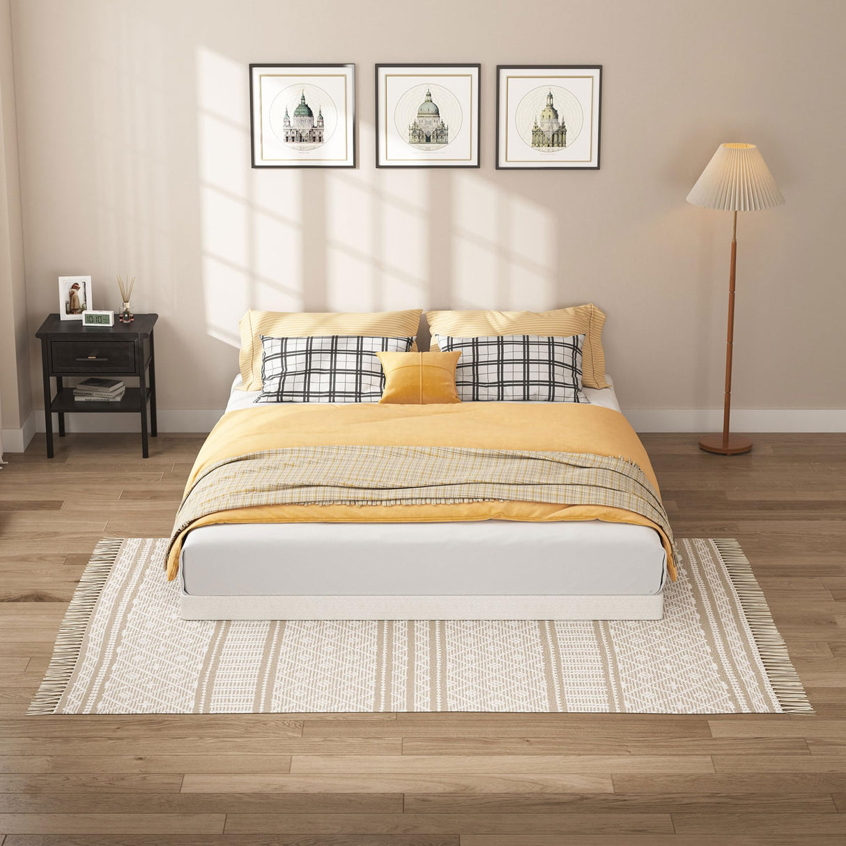 SHOANED Queen Size Box Springs - 3 Inch Low Profile Mattress Foundation No Noise Heavy Duty Metal Basics Bed Base with Clean Fabric Cover, Easy Assembly SHOANED