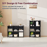 UNKU 6 Cube Storage Organizer, Bookcase Bookshelf with Pattern, Closet Organizer Cabinet, Storage Cube Shelf, Open Storage Shelves for Bedroom, Living Room, Home Office, Black UNKU