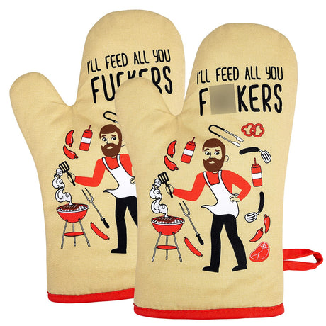 Miracu Funny Oven Mitts, Presents for Chefs, Funny Cooking Gadgets, BBQ Oven Mitt - Unique Gifts for Cooks Dad Brother Him, Manly Valentines Housewarming Grilling Kitchen Chef Gifts for Men Who Cook Miracu