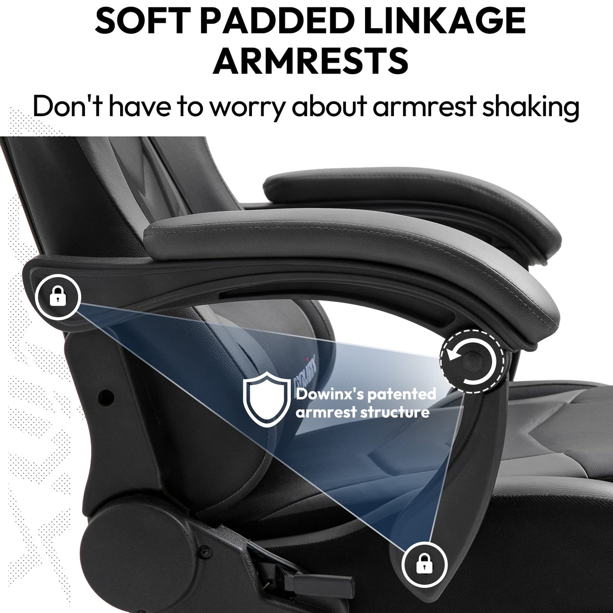 Dowinx Gaming Chair Ergonomic Racing Style Recliner with Massage Lumbar Support, Office Armchair for Computer PU Leather E-Sports Gamer Chairs with Retractable Footrest （Black&Grey） Dowinx