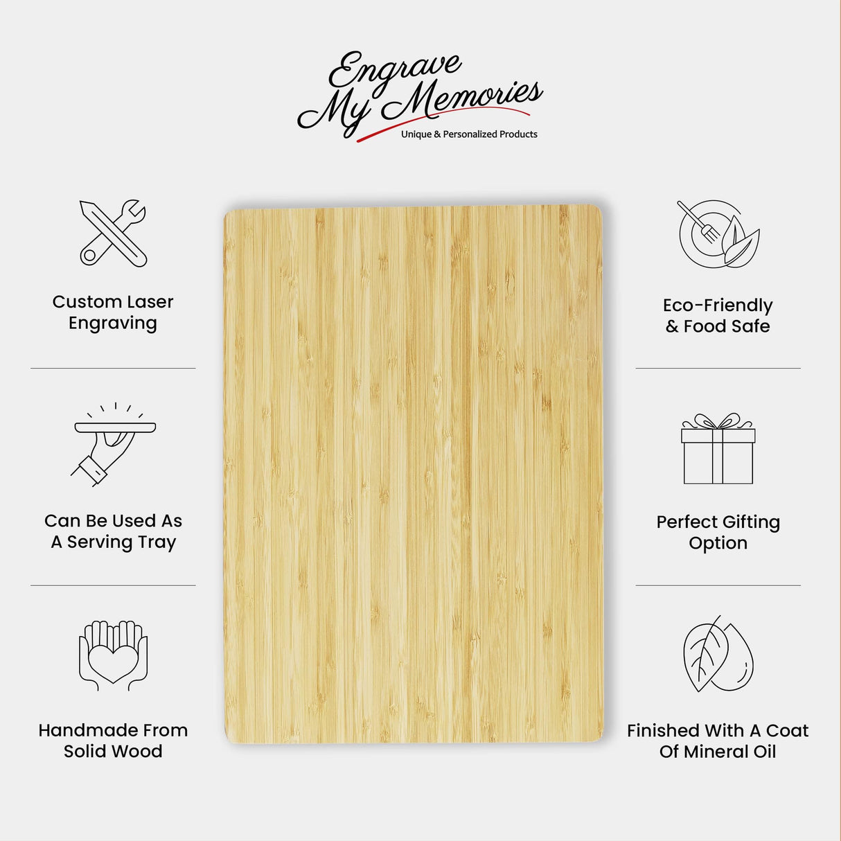 Engraved Cutting Boards For Kitchen 14x10 inch, Custom Laser Engraved Chopping Wooden Butcher Block,Countertop Accessory, Handmade Gifts From ENGRAVE MY MEMORIES