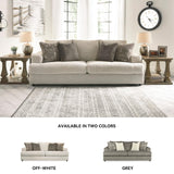 Signature Design by Ashley Soletren Contemporary Chenille Queen Sofa Sleeper with 4 Accent Pillows, Off-White Signature Design by Ashley