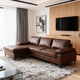 VANOMi 100" Sectional Couch for Living Room, Modern Faux Leather Modular Sectional Sofa 3-Seater Convertible Sofa with Chaise for Apartment, Right/Left-L-Shaped, Dark Brown VANOMi