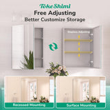 TokeShimi 20x26 Medicine Cabinet Mirror with Storage Tempered, Aluminum Surface Mount or Recessed Medicine Cabinet Silver with Adjustable Shelves for Bathroom Vanity Modern Farmhouse TokeShimi
