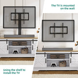 YITAHOME Farmhouse TV Stand with Mount, Television Stand Mount with 3 Height Adjustment for 32-70 inch TVs, Entertainment Center Media Console w/Sliding Barn Door for Living Room, Grey White/Grey Wash YITAHOME