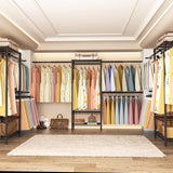 Golpart Closet Storage Organizer System,Expandable Wall Mounted Clothes Rack,3 Tiers Heavy Duty Metal Garment Rack with 3 Extendable Hanger Rods,Fits Space 5.7~8.8ft Width,76.77" H x 15.75" D Golpart