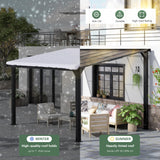 HOGYME 10x12 FT Gazebo, Outdoor Gazebos on Clearance with Updated Frame Structure and Roof, Hard Top Lean to Gazebo Pergola, Wall Mounted Awnings for Patio, Deck, Lawn and Backyard HOGYME