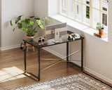 Casaottima 40 Inch Small Computer Desk for Home Office, Study Writing Table for Small Spaces, Simple Modern Desk with Headphone Hooks, Black Casaottima