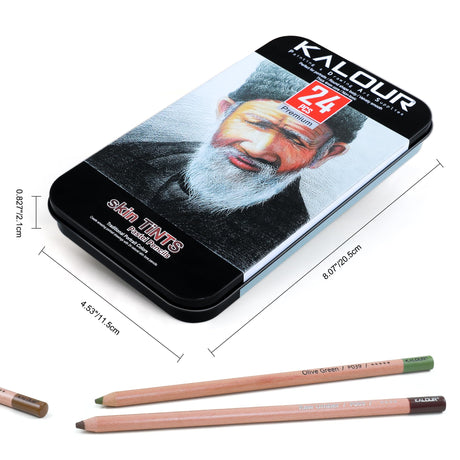KALOUR Pro Pastel Chalk Colored Pencils,24 Colors portrait set,Color Charcoal Pencils for Drawing Sketching Coloring Shading,Art Supplies for Adults Artists KALOUR
