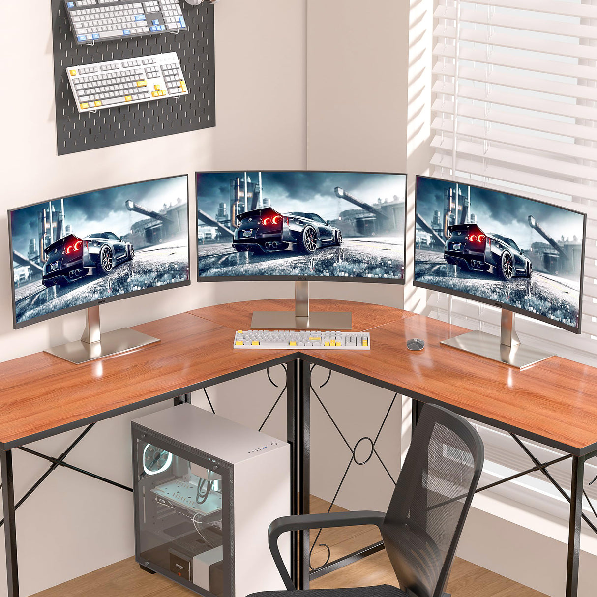 VECELO 59"x59" L Shaped Desk for Computer Gaming Multi-Usage Long 2 Person Table for Home Office Sturdy Writing Workstation, Easy Assembly/Saving Space, Rustic Brown VECELO