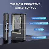 MIFANYO Minimalist Aluminum Wallet for Men, Slim RFID Blocking Money Clip, Front Pocket Metal Card Holder for Business Travel, Wood Grain American Flag, Personalized USA Gift for Soldiers Veteran MIFANYO