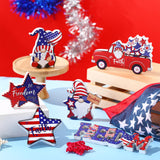 Qunclay 6 Pieces Patriotic Table Decor Memorial Day Table Decorations Wooden Gnome Freedom Truck Star 4th of July Table Signs for Veterans Day Independence Day Table Topper Decor Supplies (No Base) Qunclay