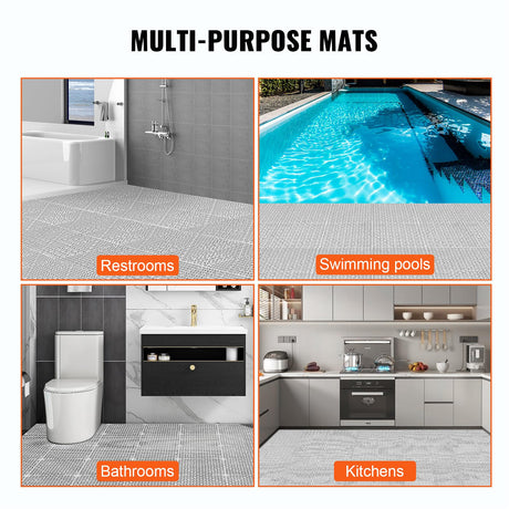 Happybuy Tiles Interlocking 50 PCS Gray, Drainage Tiles 12x12x0.6 Inches, Deck Tiles Outdoor Floor Tiles, Outdoor Interlocking Tiles, Deck Flooring for Pool Shower Bathroom Deck Patio Garage Happybuy