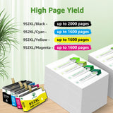 952xl Ink Cartridges Combo Pack Latest Upgrade Replacement for HP 952 XL Ink Cartridge for HP Officejet Pro 7740 8720 8710 8210 8715 8740 8702 8730 8725 Printers (4 Packs, Black Cyan Yellow Magenta) GREENSKY