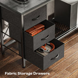 Huuger Reversible L Shaped Computer Desk with Drawers, Gaming Desk with LED Lights and Power Outlets, Office Desk with Storage Shelves, Corner Desk with Monitor Stand, for Home & Office, Gray Huuger