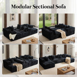 130'' U Shaped Sectional Couches for Living Room, Modular Boneless Cloud Sofa with 2 Chaise Lounges, 4-in-1 Flexible Combination Layered Foam Cushion Deep Seat Corner Couch, No Assembly Black Kelyda