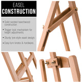 U.S. Art Supply 56" High Medium A-Frame Wood Easel, Lyre Style Studio - Artists Floor Stand, Sturdy Beechwood, Adjustable Height To 43" Canvas - Artwork Painting, Drawing, Sign Display Holder, Student U.S. Art Supply